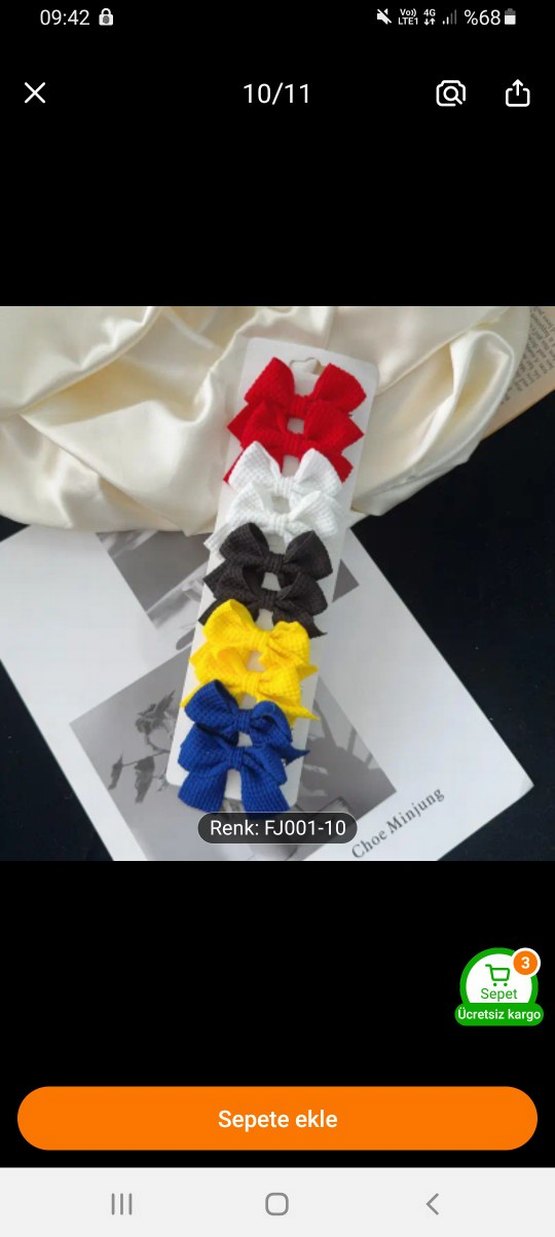 İnci Taşlı 6'lı Vintage Fiyonk Seti - Görsel 3