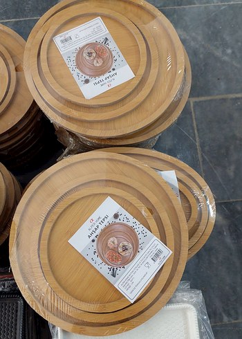 Bej Oval Ahşap Kesme ve Servis Tabağı Seti - Görsel 3