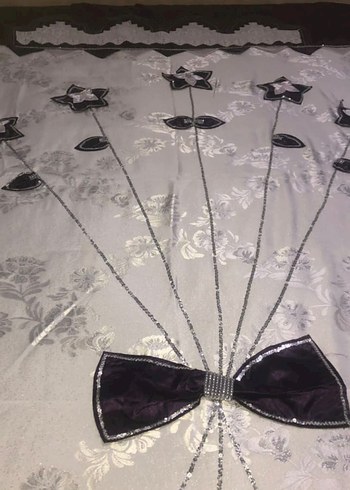 Mor Nakışlı Gri Yatak Örtüsü - Görsel 3