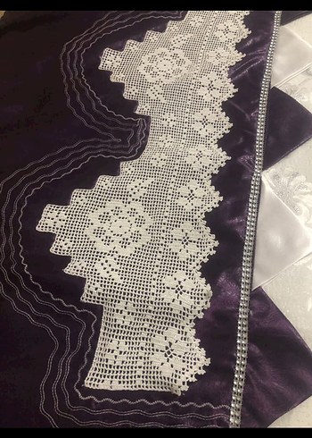 Mor Nakışlı Gri Yatak Örtüsü - Görsel 4