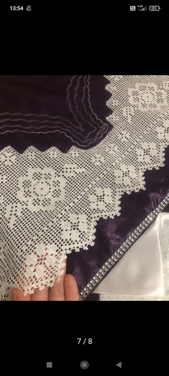 Mor Nakışlı Gri Yatak Örtüsü - Görsel 5