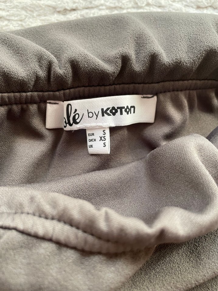 Gri Drapeli bluz koton - Görsel 5