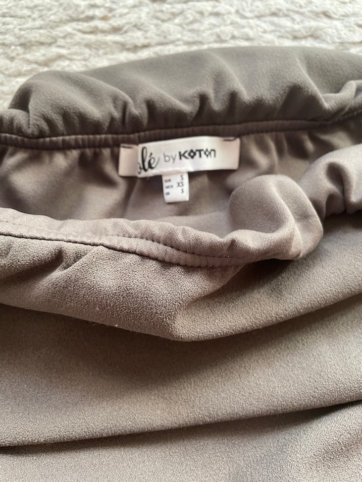 Gri Drapeli bluz koton - Görsel 4