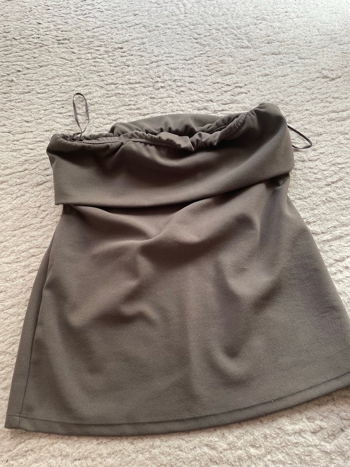 Gri Drapeli bluz koton - Görsel 2