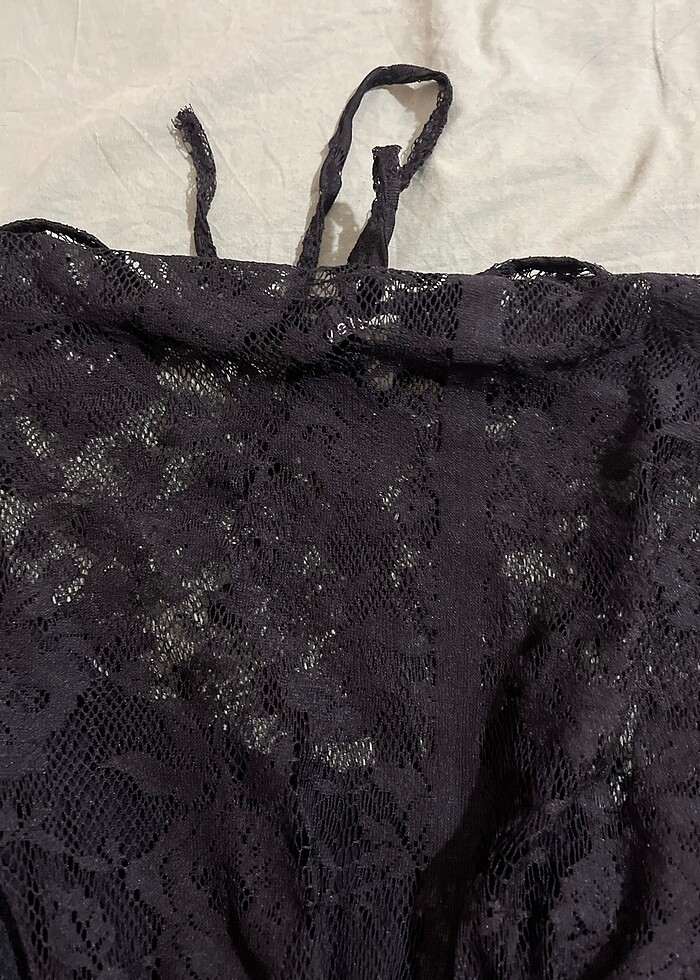 Siyah dantelli elbise - Görsel 4