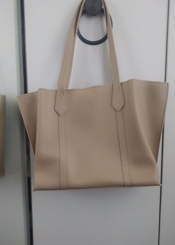Bej Deri Kadın Çanta Fermuarlı - Görsel 4
