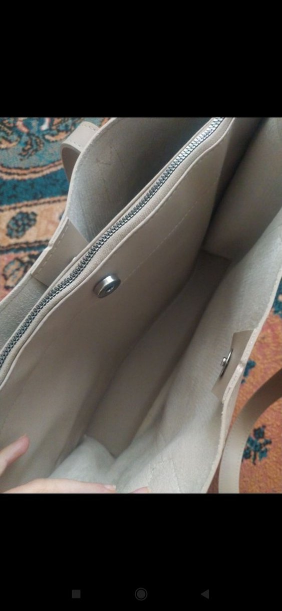 Bej Deri Kadın Çanta Fermuarlı - Görsel 2