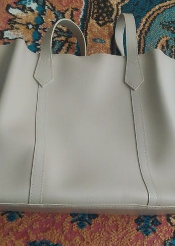 Bej Deri Kadın El Çantası - Görsel 4