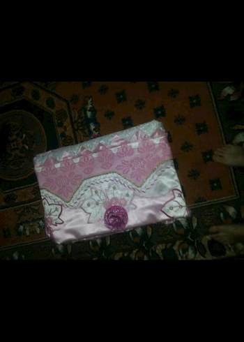 Nakışlı Pembe gelin yatağı pike takımı - Görsel 2