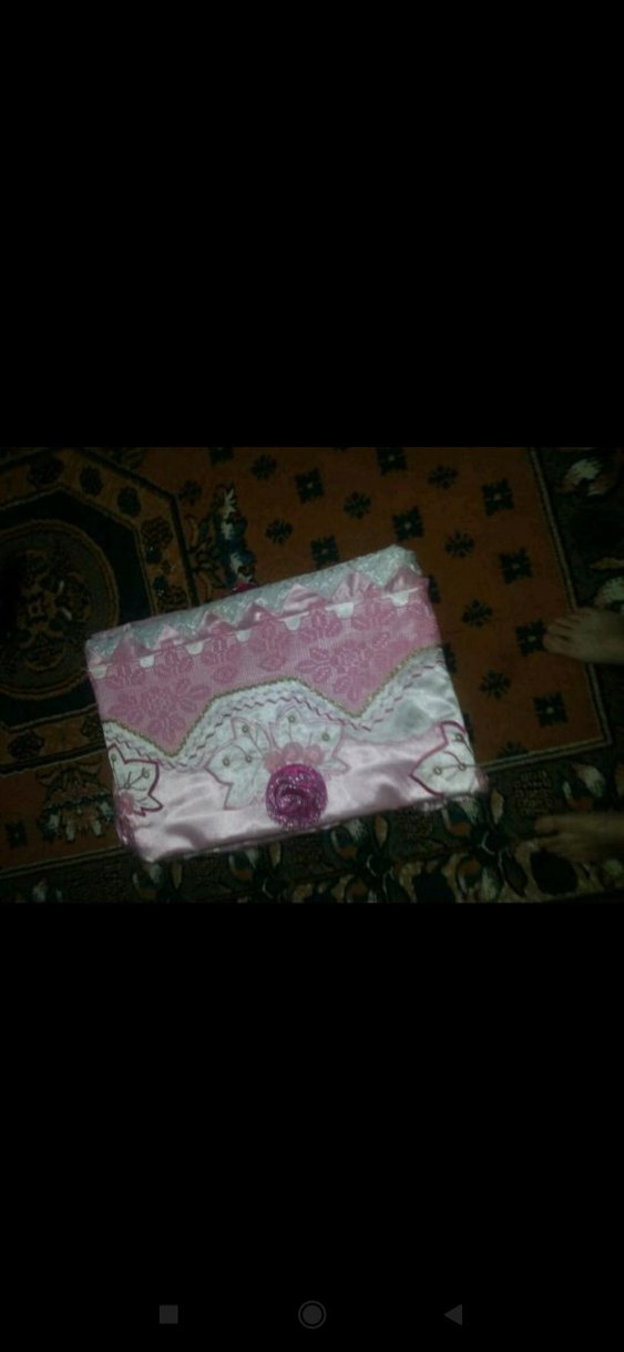 Nakışlı Pembe gelin yatağı pike takımı - Görsel 2