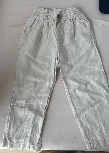 Erkek Çocuk Gri Keten Bol Paça Pantolon zara