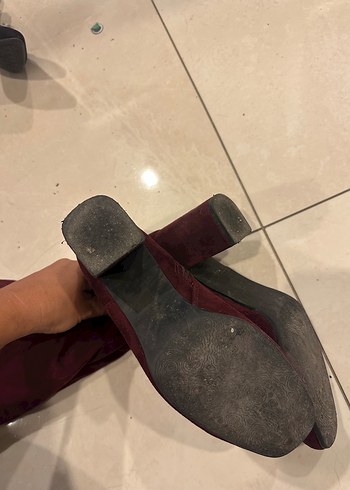 39 Beden bordo Renk Bordo Süet Stiletto Topuklu Diz Boyu Bot