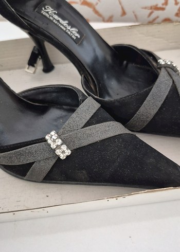 Diğer Siyah Süet Tokalı Stiletto Kadın Ayakkabı