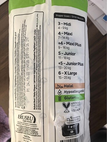 6 Beden: 16+ kg Beden Sleepy külot bez