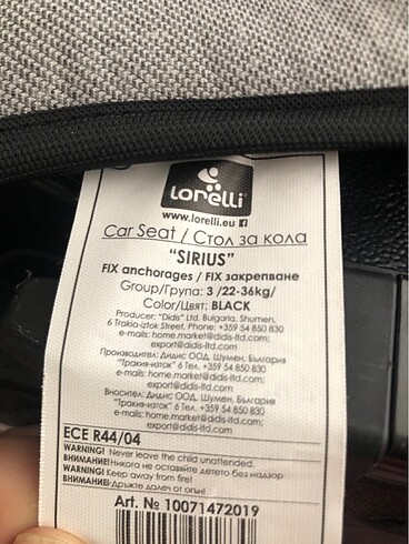 15-36 kg Beden gri Renk Oto yükseltici