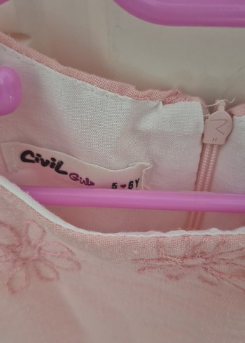 Pembe Nakışlı Kız Çocuk Elbise