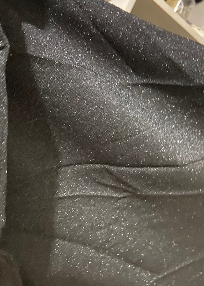 Kendinden simli kumaş siyah abiye - Görsel 2