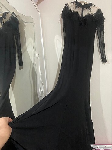 Tül dantel işlemeli abiye - Görsel 3