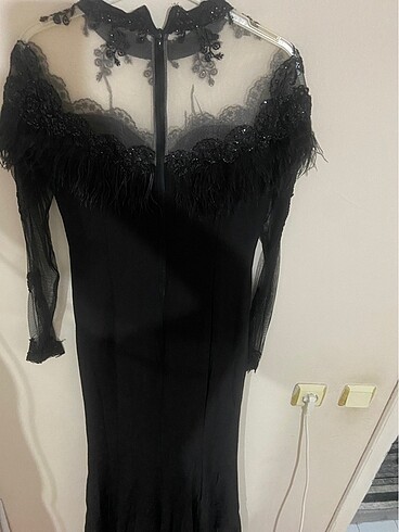 Tül dantel işlemeli abiye - Görsel 5