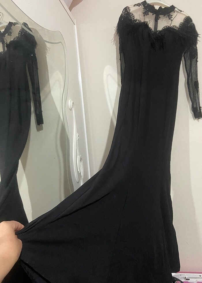 Tül dantel işlemeli abiye - Görsel 3