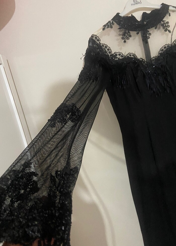 Tül dantel işlemeli abiye - Görsel 2