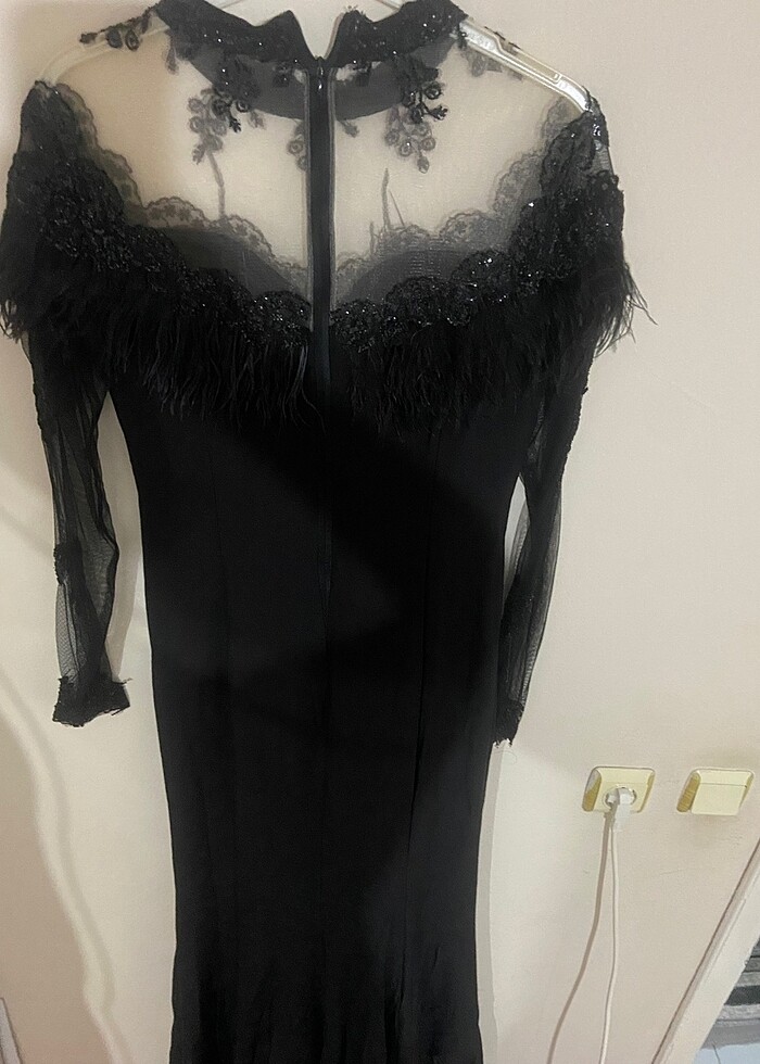 Tül dantel işlemeli abiye - Görsel 5