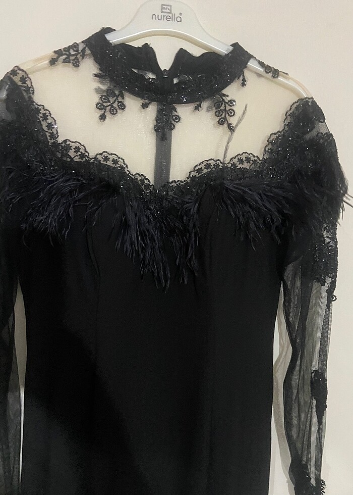 Tül dantel işlemeli abiye - Görsel 4