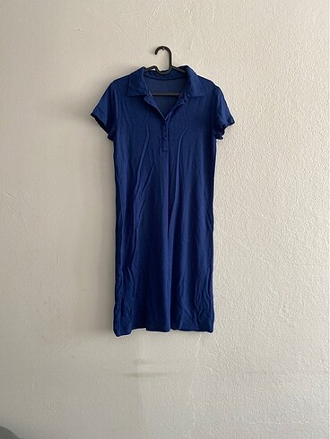 Mavi polo yaka elbise