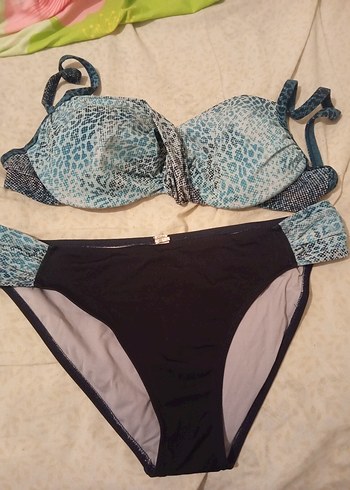 Mavi Yılan Desenli Mini Bikini Takımı