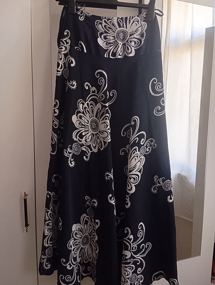 Siyah Desenli Uzun Bohem Etek - Görsel 2