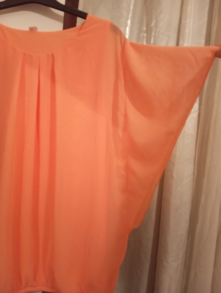 Turuncu Salaş Midi Bluz - Görsel 4