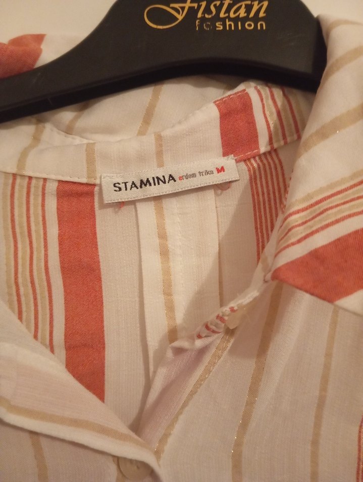 Bohem Stil Düğmeli Kısa Kollu Keten Gömlek - Görsel 3