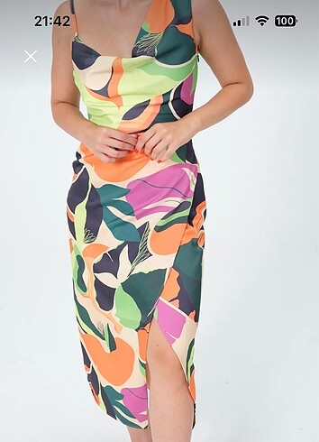 Karışık Renkli Davet Elbisesi - Görsel 9