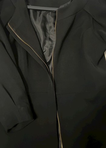 Siyah Midi iş Kabanı-Mevsimlik trençkot - Görsel 4