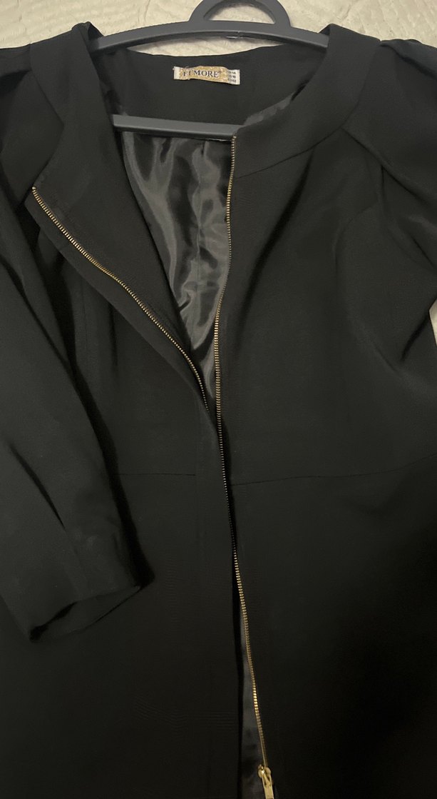 Siyah Midi iş Kabanı-Mevsimlik trençkot - Görsel 4