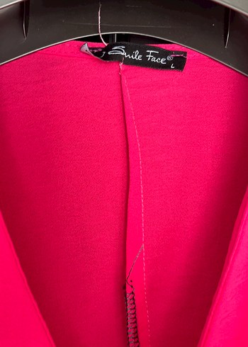 Pembe V Yaka Düğmeli Uzun Elbise - Görsel 3