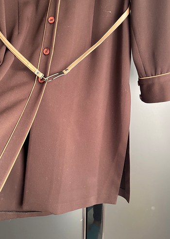 Kahverengi Uzun Kadın Kemerli Tunik -Elbise - Görsel 5