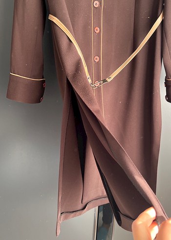 Kahverengi Uzun Kadın Kemerli Tunik -Elbise - Görsel 4