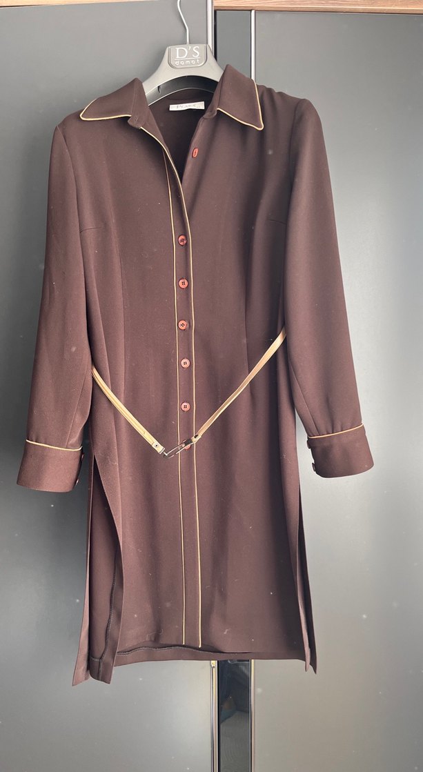 Kahverengi Uzun Kadın Kemerli Tunik -Elbise - Görsel 2