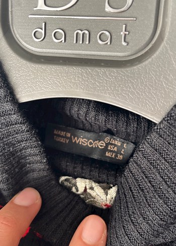 Siyah Yünlü Yüksek Yakalı Örgü Kadın Elbise - Görsel 4