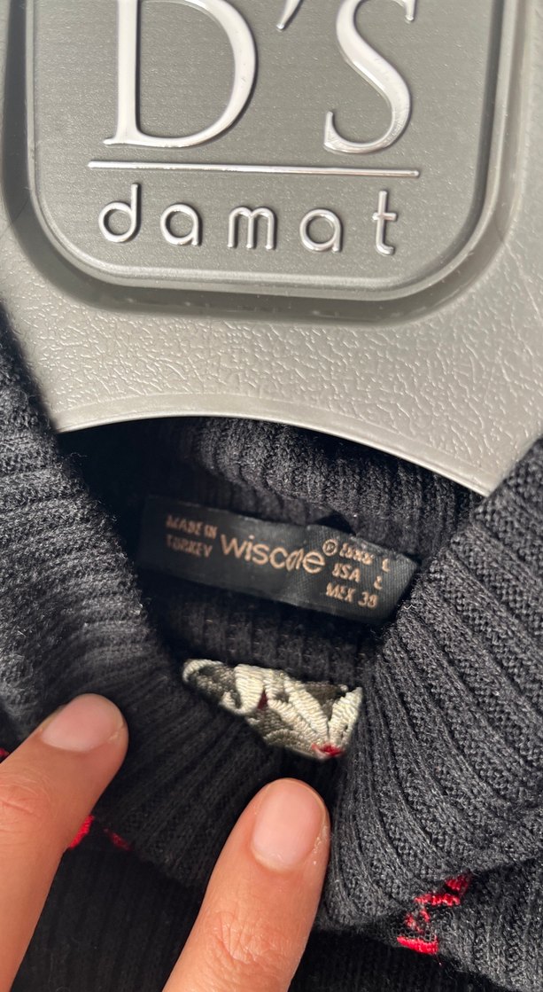 Siyah Yünlü Yüksek Yakalı Örgü Kadın Elbise - Görsel 4