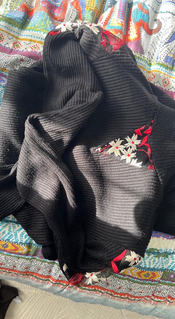 Siyah Yünlü Yüksek Yakalı Örgü Kadın Elbise - Görsel 3