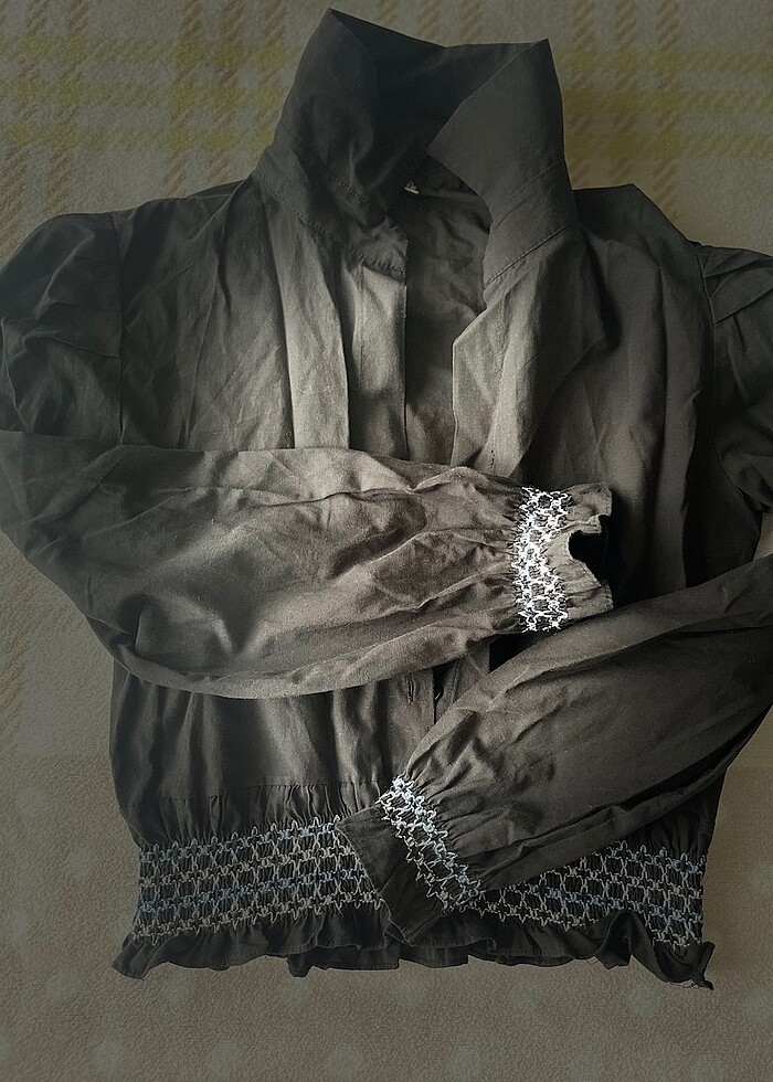 Siyah crop gömlek - Görsel 2