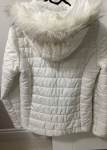 Beyaz Kadın Midi Kışlık Mont - Görsel 7