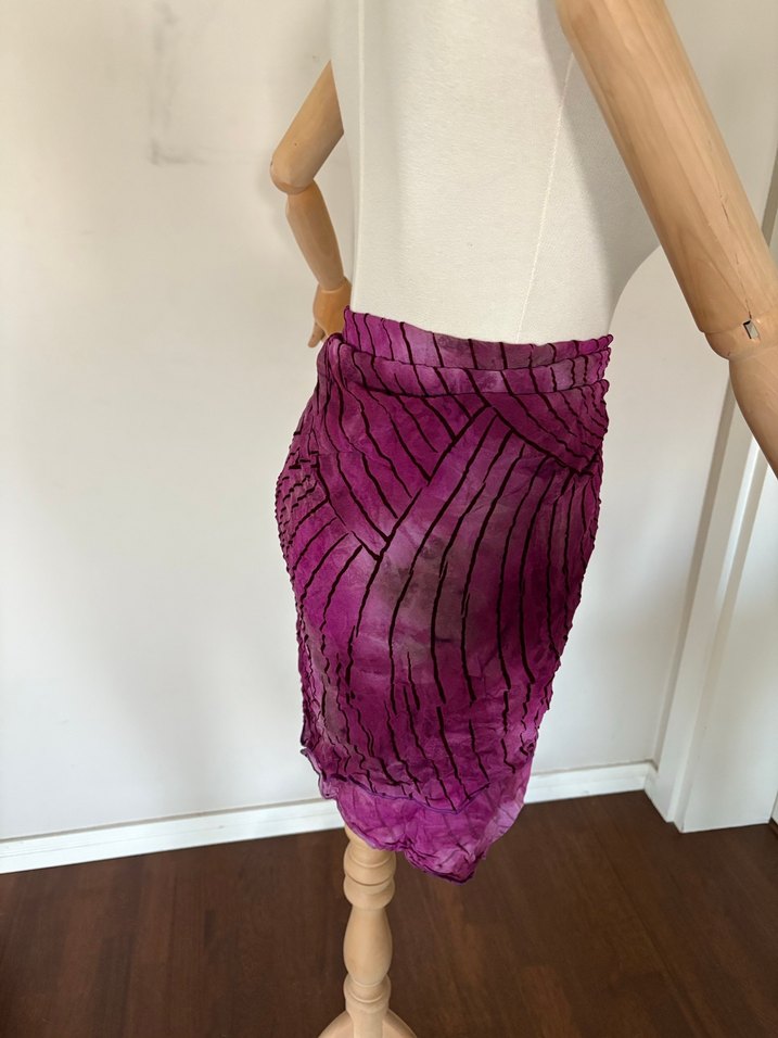 Desenli Mürdüm Tül Pareo y2k - Görsel 4