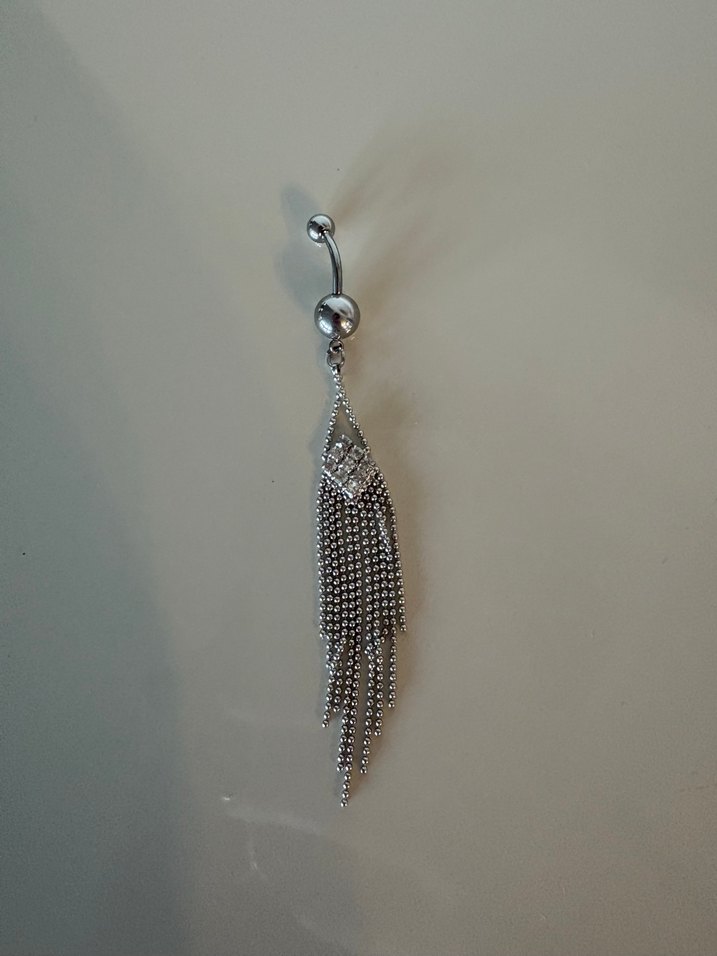 Parlak Taşlı Sallantılı Göbek Piercing - Görsel 4