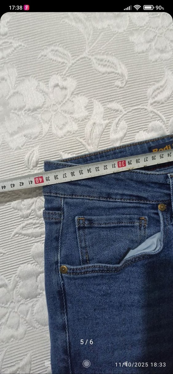 Düğmeli Lacivert  Denim Jean - Görsel 5