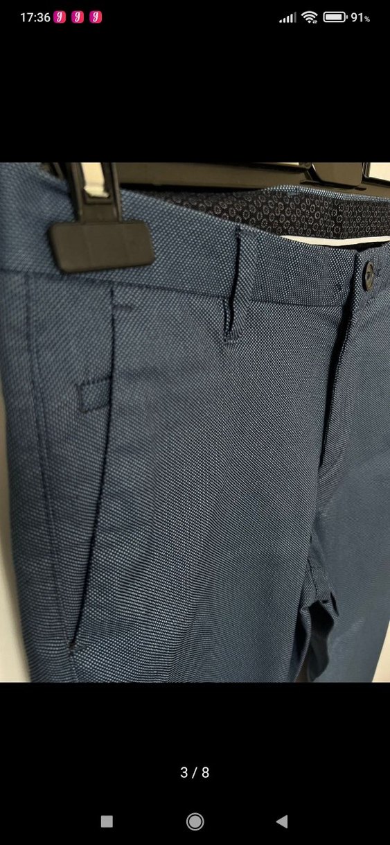 Erkek Lacivert Kemerli Regular Fit Denim Pantolon - Görsel 3