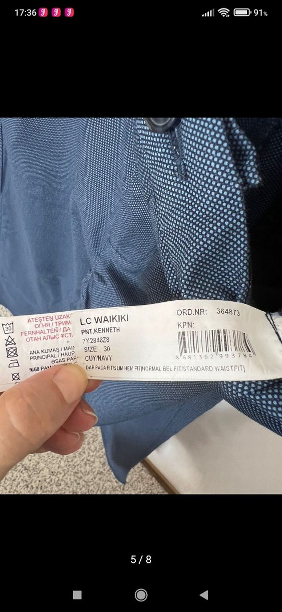 Erkek Lacivert Kemerli Regular Fit Denim Pantolon - Görsel 5