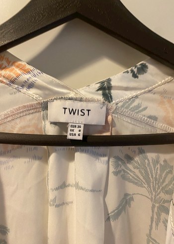 Twist palmiyeli saten gömlek - Görsel 3